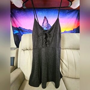Wet Seal Summer XL Dress Front tie adjustable Gray short sundress